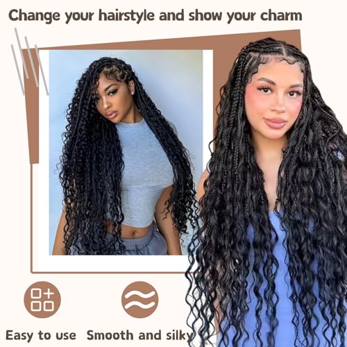 Deep Wave Bulk Hair for Braiding 28 Inch 6 Bundles Natural Black No Weft Wet & Wavy
