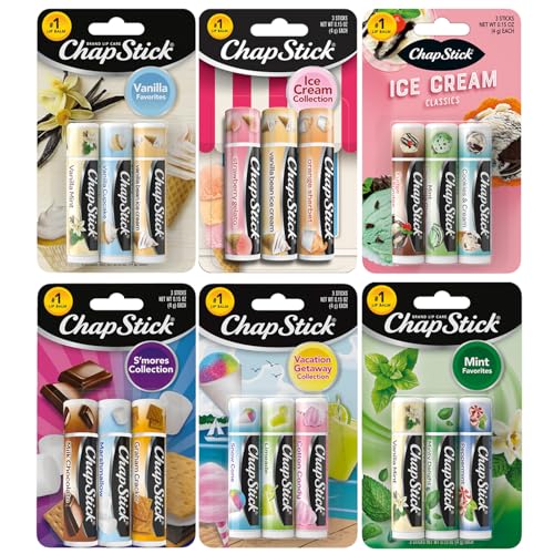 Lip Balm Bundle with Vanilla, Mint, S'Mores & Ice Cream Flavors - 18 Pack