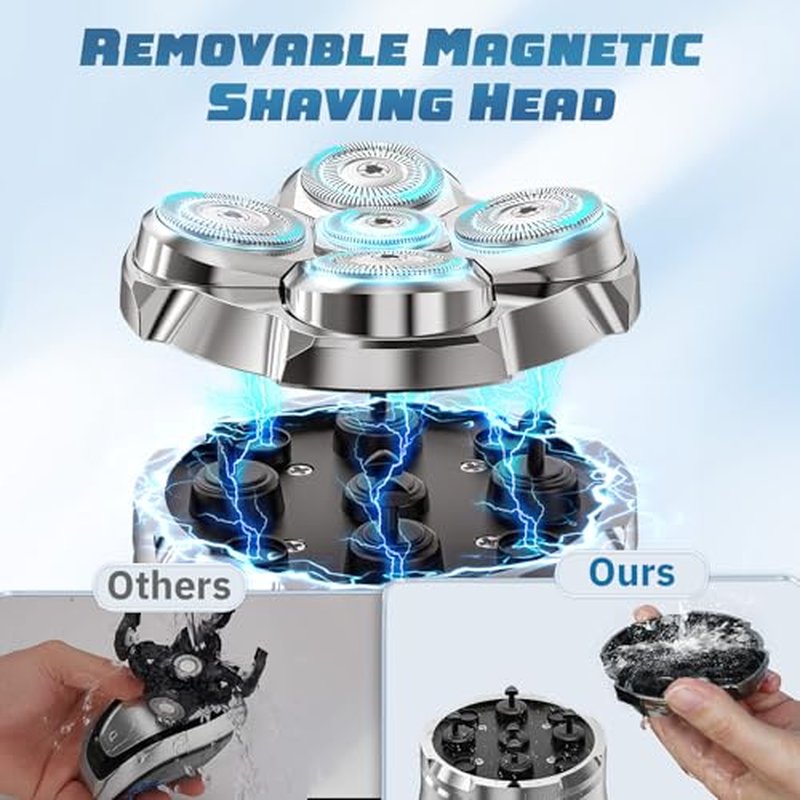 Head Shavers for Bald Men, Magnetic Electric Razor Hair Trimmer for Men Cordless Rechargeable Electric Shavers for Men 100% Waterproof Dry & Wet Beard Grooming Kit with Led Display
