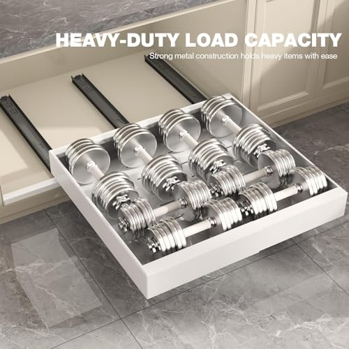 Seinloes 4 Pack Pull Out Cabinet Organizer 21" Deep, Expandable 12.3-20.5" Wide, Full Extension Slides, White