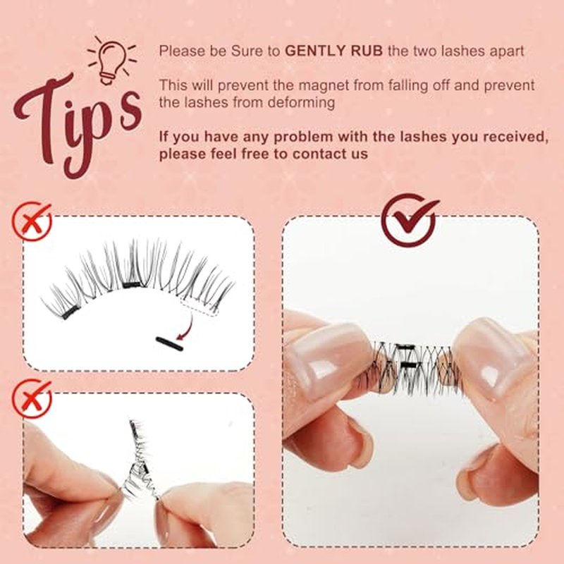 Higu clace Magnetic-Eyelashes 2 Pairs Magnetic Eyelashes with Applicator Soft Eyelashes Magnetic Lashes Natural Look Wispy pesta?as magn?ticas Without Eyeliner Easy to Wear and Remove (A+H)