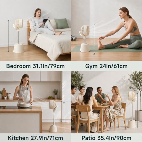 Rechargeable Quiet Pedestal Fan with Remote, Wi-Fi App Control, 360° Oscillation, 6 Speeds, Height Adjustable, Indoor & Outdoor Use