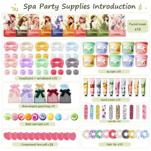 Dimore 130 Pcs Spa Party Supplies & Gifts Set for Girls & Women - Bulk Skincare & Favors