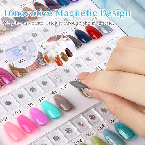 Magnetic Nail Color Book Blue - 120 Nail Swatch Chart with 168 Tips & Labels