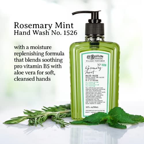 C.O. Bigelow Rosemary Mint Hand Wash, Village Perfumer Liquid Hand Soap with Aloe Vera & B5, 10 Fl Oz