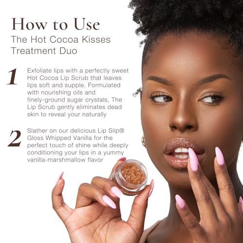 Sara Happ Hot Cocoa Kisses Treatment Duo, Lip Scrub & Gloss, Unisex Exfoliating Set, 2 Count, Lip Care & Conditioning, for Lips