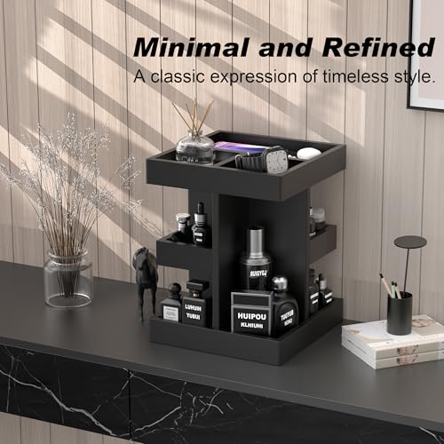 Cologne Organizer for Men, 360 Makeup Rotating Organizer, Organizador de Perfumes, Estante para Perfumes, Gifts for Men, Countertop Vanity and Bathroom, Bedroom Essentials, Mens Husband Gifts(Black)