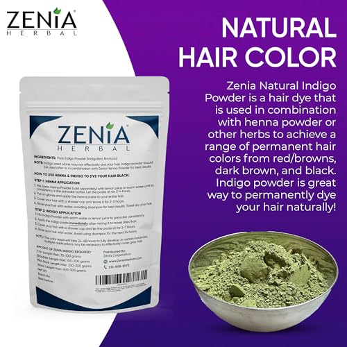 Zenia Indigo Powder 908g Natural Hair & Beard Dye Color - 2lbs - Pure & No Preservatives