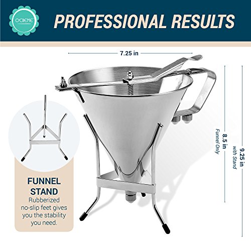 Stainless Steel Confectionery Funnel with Precision Nozzle Tips – O'CREME