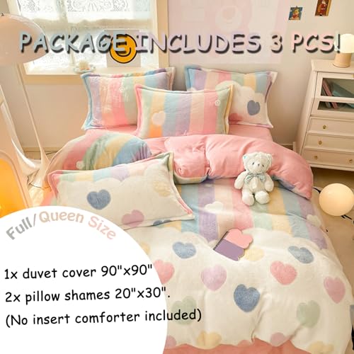 MorroMorn Rainbow Pink Duvet Cover Set Full/Queen Kids Girls Teens Women