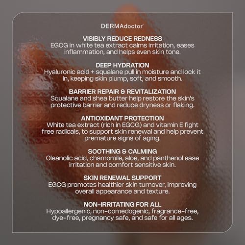 DERMAdoctor Hyaluronic Acid Moisturizer, Hydrating Moisturizer Face Cream Delivering Redness Relief For Face And Soothing Hydration with Squalane & Hyaluronic Acid White Tea Extract ? 1.7oz