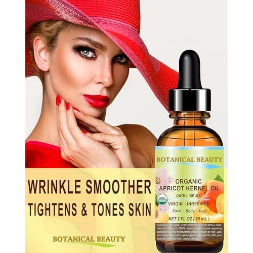 Botanical Beauty ORGANIC APRICOT KERNEL OIL Australian. 100% Pure Virgin Unrefined Cold Pressed Carrier Oil 1 oz- 30 ml. For Face, Hair, Body, Nails, Skin, Anti - aging