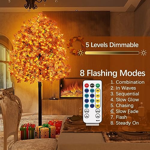 7FT Autumn Maple Tree Light with 170 LEDs & Acorns - Fall Decor with Remote - Variation of THIS listing