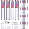AMORIX 50 Pack Rainbow Lip Gloss Tubes 5ml Empty Containers Cute Bottles Supplies Kit + 3pcs Syringes + Labels for DIY Base