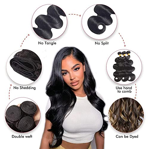 Black Human Hair Bundles - 1 Bundle 12A Brazilian Virgin Body Wave 100G - Unprocessed Natural Black Hair Extension (Variation of THIS listing: Black Human Hair Bundles-1 / 18)
