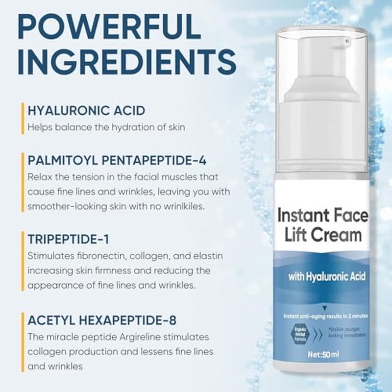 ARIOS Instant Face Lift Cream, Temporary Skin Tightening Cream with Hyaluronic Acid, Smooth Appearance & Hide Loose Sagging Skin, 1.7 Ounce (Pack of 1)