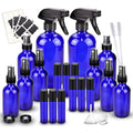 Blue Glass Spray Bottle Kit 10 Pieces - Reusable UV-Protective Mist & Roller Bottles for Aromatherapy & Household Use