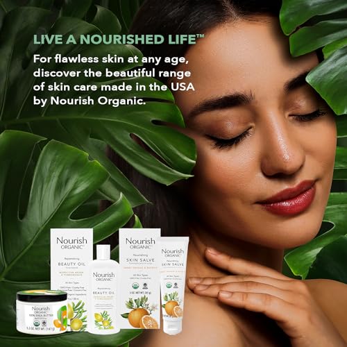 Nourish Organic Skin Salve, Sweet Orange & Rosehip ? Nourishing Body Lotion with Coconut Oil, Shea Butter & Cocoa Butter, 3.7 Oz + Washable Cotton Round.