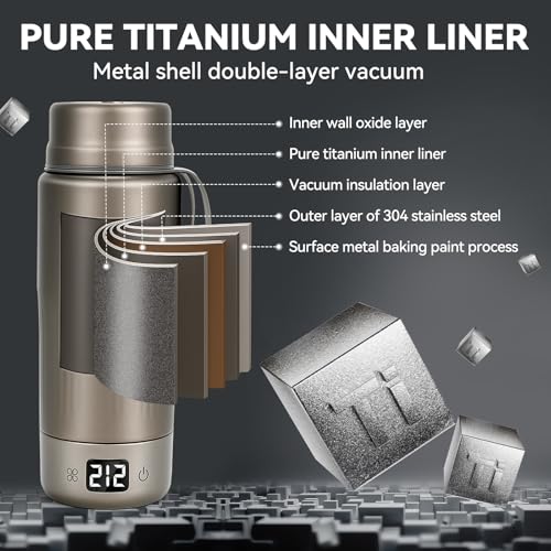 Travel Titanium Electric Kettle 380ML with 12 Temp Control Gray Gary Variation