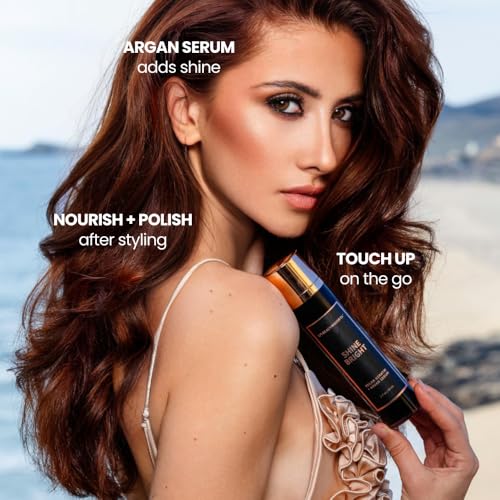 The Beachwaver Co. Shine Bright Serum - Full Size (1.7 Oz) | Award-Winning Shine Serum w/Vegan Keratin & Organic Argan Oil | Smoothing Formula for Silky, Frizz-Free Finish | Bali Beach Night