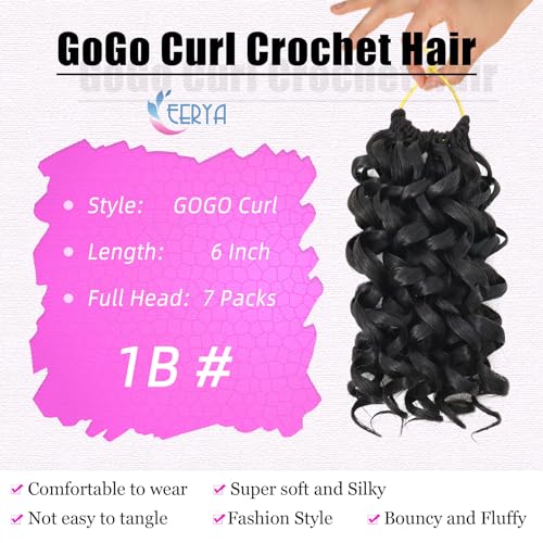 EERYA 6 Inch Pack of 7 GoGo Curl Crochet Hair Short Curly Water Wave Extensions