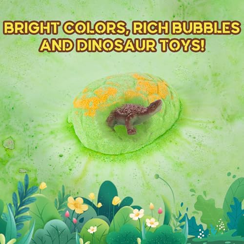 Bath Bombs for Kids with Surprise Toys Inside - 12 Pack Natural and Organic Dinosaur Bath Bombs Gift Set, Handmade Organic Bubble Bath Fizzies, Perfect Christmas Birthday Gifts for Kids