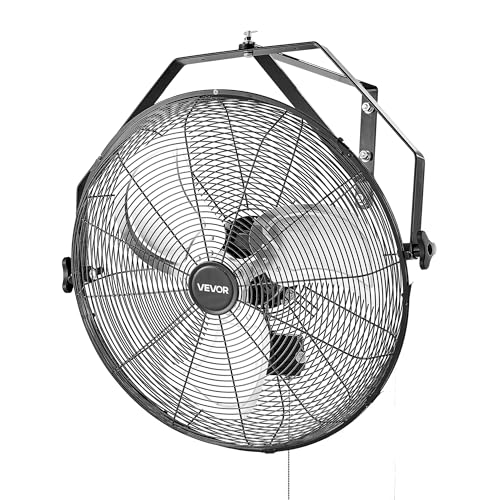 20 Inch Industrial Wall Mount Fan - High Velocity 4650 CFM, 3 Speeds, Adjustable Aluminum Blades