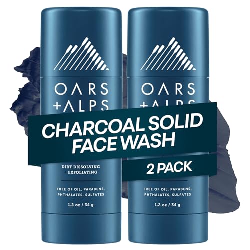 Oars + Alps Charcoal Exfoliating Face Wash Stick 1.4oz 2-Pack Travel Friendly