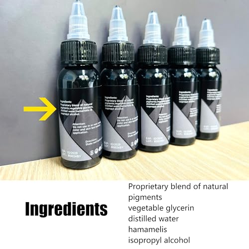 Mummy Greywash Tattoo Ink Set - 5 Natural Water-Based Pigment Bottles for Artists