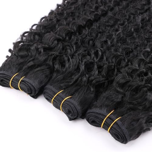 REYNA 24 Inch Afro Kinky Curly Synthetic Hair Extensions - 3 Bundles, Natural Black, Model 1B#