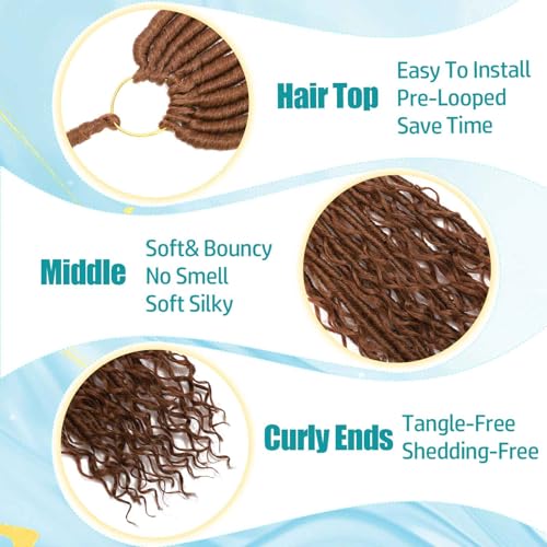 30# 24 Inch Boho Soft Locs Crochet Hair - 8 Packs Goddess Faux Locs with Curly Ends for Black Women