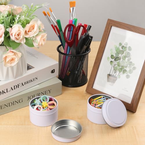 White Candle Tins with Lids 4 oz Bulk Pack for DIY Candle Making & Crafts