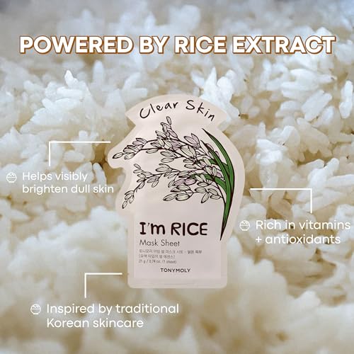 Hydrating Rice Face Sheet Masks 10 Pack for Nourishing & Soothing Skin