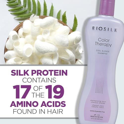 BioSilk Color Therapy Cool Blonde Shampoo 12 Fl Oz - Color Protect & Neutralize Yellow Tones