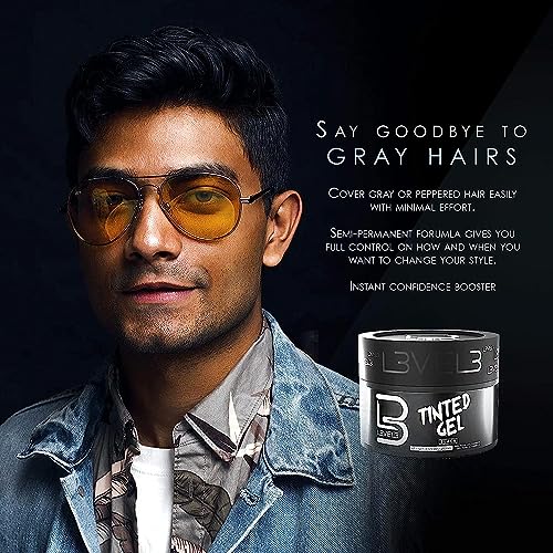 Pack of 3 L3 Level 3 Black Tinted Hair Gel - Instant Gray Cover & Strong Hold