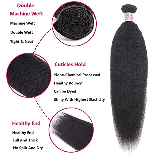 Kinky Straight Human Hair Extensions 12 Inch Natural Black - 1 Bundle