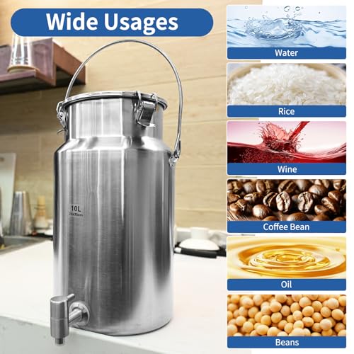 2.6 Gallon Stainless Steel Water Dispenser with Spigot & Airtight Lid