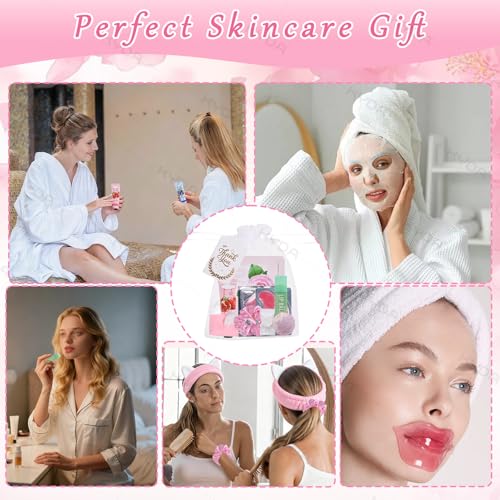 KYDA 132PCS SPA Party Supplies for Women, Include Face Masks, Hand Cream, Lip Balm, Under Eye Patches, Lip Mask, Foot Bath Bomb, Hair Tie and Hair Band, Spa Birthday Sleepover Party Supplies for Girl