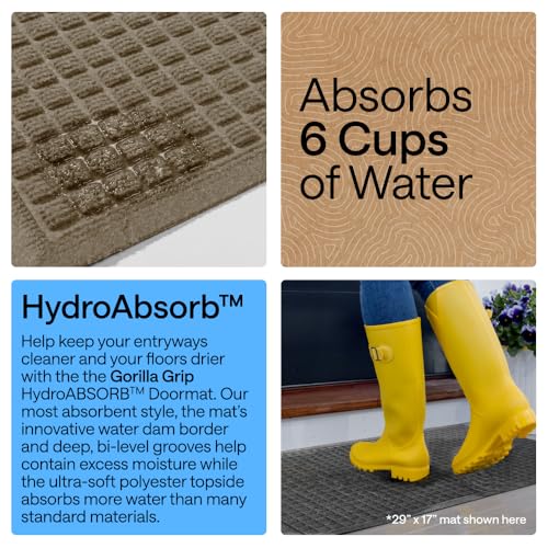 Gorilla Grip HydroABSORB Door Mat - Indoor Outdoor Use, 47x35 Beige - Variation of THIS listing