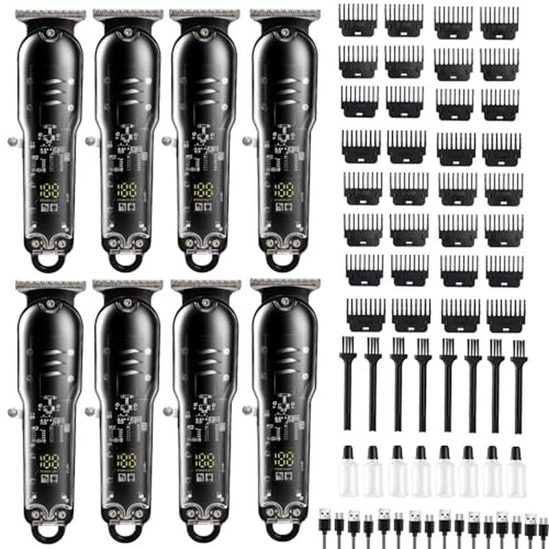 8-Pack Cordless Hair Clippers for Men Small Portable Hair Trimmer with LED Display Stainless Steel Blades for Self Haircut & Home Grooming