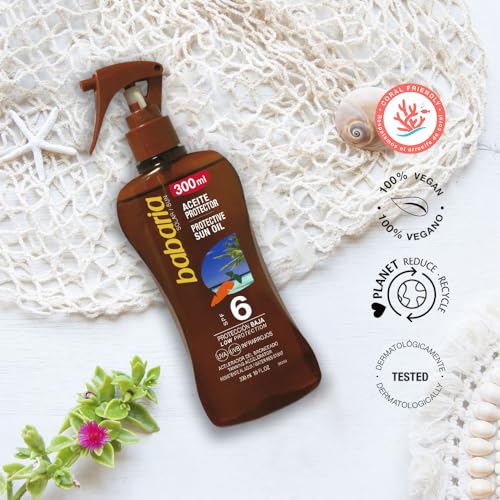 Babaria Sun Aceite Solar Sun Oil SPF 6 Carrot 10 oz - Sun Protection & Skin Care