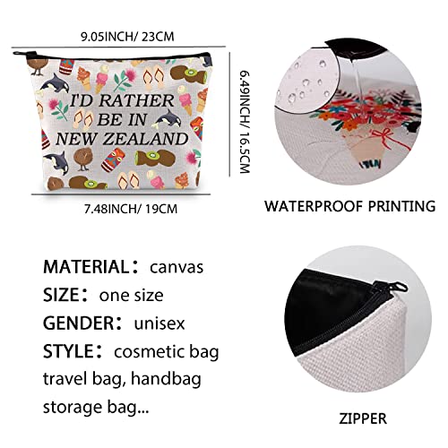 XYANFA New Zealand Gifts For Women - Travel & Makeup Bag (I'd Rather Be In New Zealand)