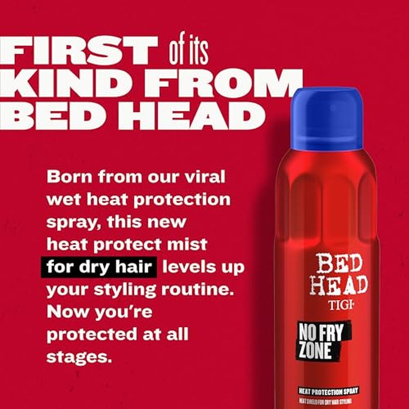 Bed Head by TIGI No Fry Zone Dry Heat Protectant Mist, 450¡ÆF Thermal Protection, 72-Hour Humidity Shield & Anti-Static Restyling Spray, 4.5 oz