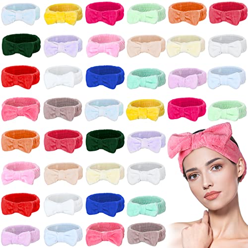 Yinder Pure Style 40 Pack Coral Fleece Bow Facial Headbands - Makeup & Skincare