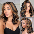 Highlight Ombre 13x6 Body Wave Lace Front Wig Human Hair - FB/30 Multicolor, 14 Inch