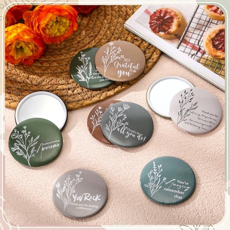 Kigley 50 Pcs Inspirational Gifts for Women Bulk Compact Mirrors Mini Portable Pocket Mirrors Employee Appreciation Gifts for Office Staff Work Team Nurses Teachers Coworkers