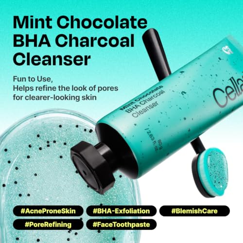 Celladix Mint Chocolate Charcoal Facial Cleanser with Brush for Oily Skin