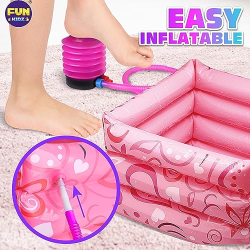 Kids Foot Spa Kit with Inflatable Foot Tub & Nail Polish Set for Girls Ages 7-12