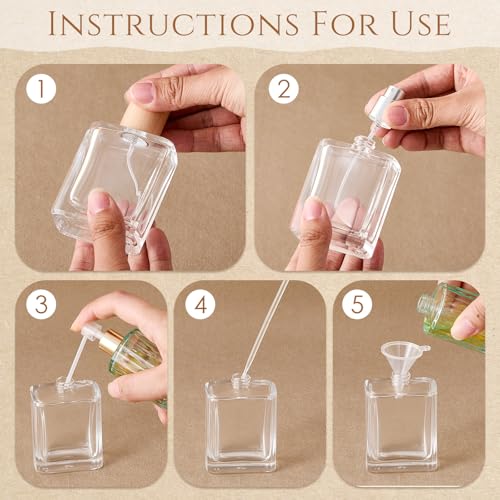 15 Pack 50ml Glass Square Perfume Bottles - Light Wood Color, Reusable & Leakproof