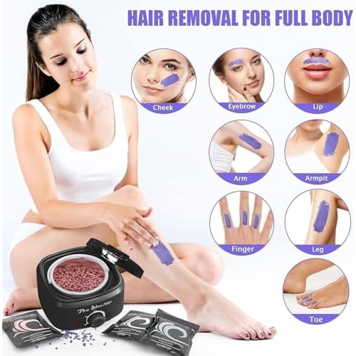 Professional Electric Wax Warmer Kit for Hair Removal, Hard Bikini, Strip Wax Beads, Paraffin, Full Body, Legs, Face, Eyebrows